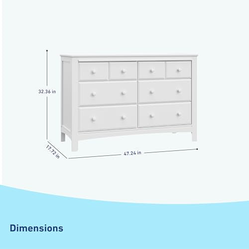 6-Drawer Nursery Dresser, White Wooden Storage Chest with Safety System