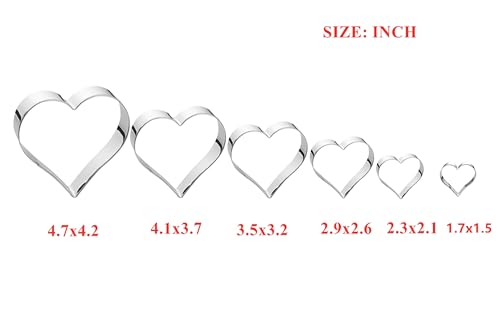 Heart Cookie Cutter Set - 6 Stainless Steel Shapes for Baking & Crafts