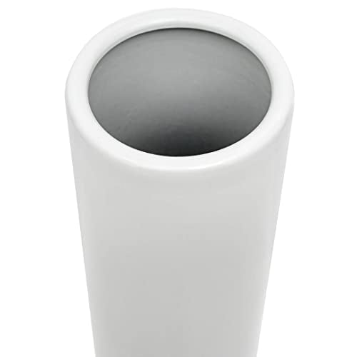 24-Inch Antique White Porcelain Umbrella Stand for Entryway Decor
