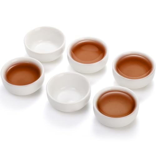 Foraineam Ceramic Sake Tea Cups Set of 12, 2.4 x 1.2 Inch, 45ml Small Pottery Cups with Gift Box - White, Durable, Microwave & Dishwasher Safe