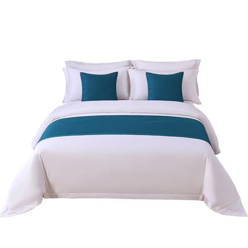 Seaphyr Peacock Blue King Bed Runner - Solid Color Decorative Bed Scarf