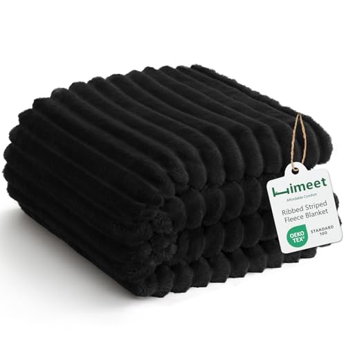 HIMEET Soft Ribbed Fleece Throw Blanket - 50x60 Lightweight Plush Couch Blanket
