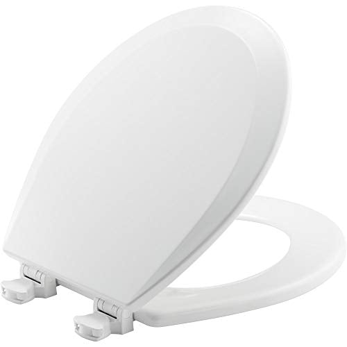 Bemis Round Enameled Wood Toilet Seat with Easy Clean Hinges, White