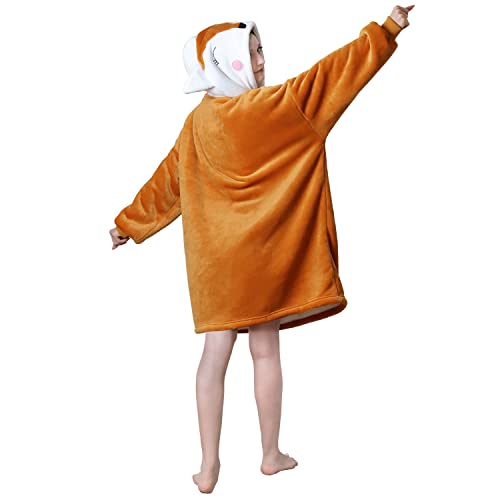 Oversized Wearable Blanket Hoodie, Warm Flannel Comfy Sweatshirt