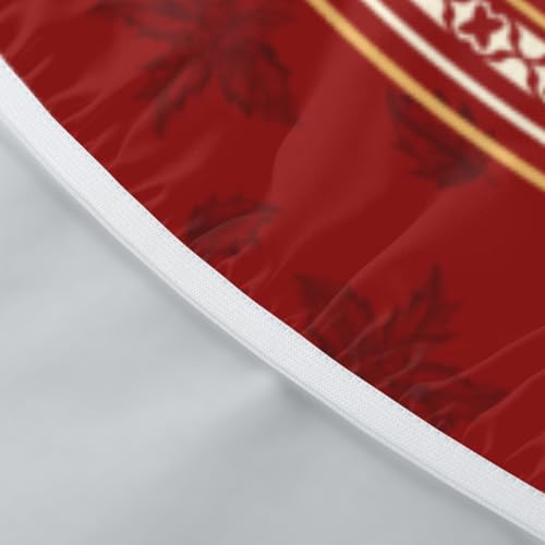 Roverantic Christmas Red Berry Round Tablecloth 44" Beige Elastic Edge Water-Resistant