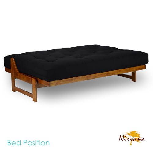 Queen Size Hardwood Futon Set with 8-Inch Mattress and Twill Cover