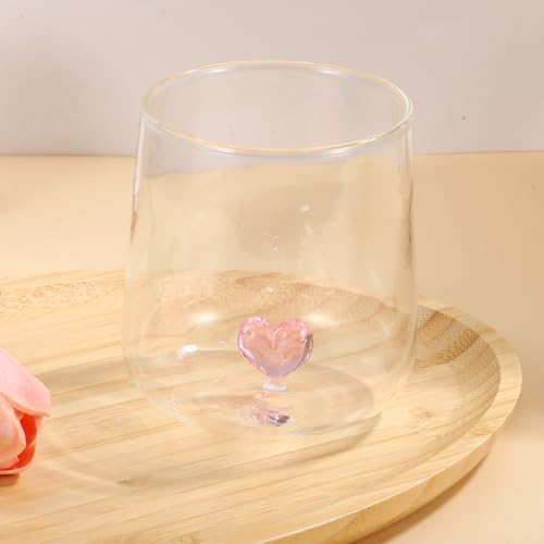 Heart-Shaped Glass Coffee Mug - Clear Borosilicate Drinking Cup for Cocktails