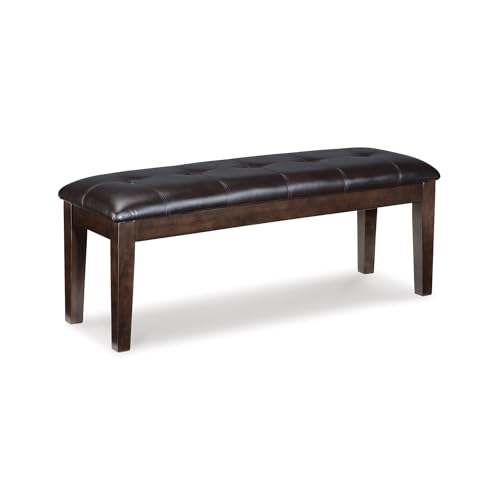 Tufted Faux Leather Dining Bench - 2-Person Backless Seat, Dark Brown