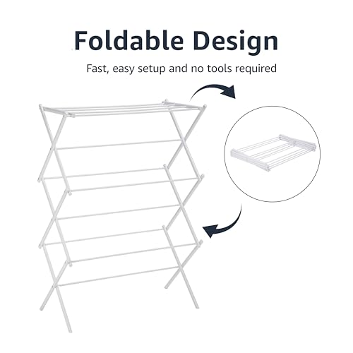 Amazon Basics Foldable Portable Clothes Drying Rack, White