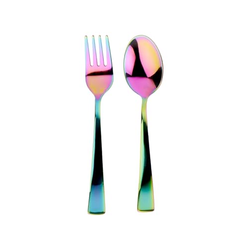 Stainless Steel Kids Utensil Set Rainbow Fork and Spoon