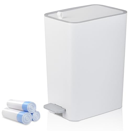 Slim Step Trash Can with Lid - 2.1 Gallon Small Bathroom Wastebasket