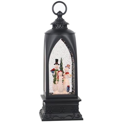 12-Inch Musical Christmas Snow Globe Lantern - Snowman Water Glitter Decor