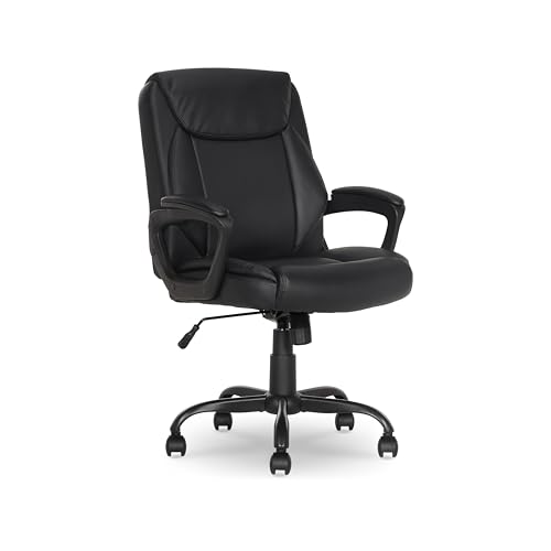 Mid-Back Office Desk Chair - Padded PU Leather Executive Computer Chair