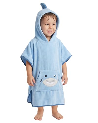 The Big Softy Toddler Hooded Towel Poncho – Quick Dry Shark Swim Cover Up