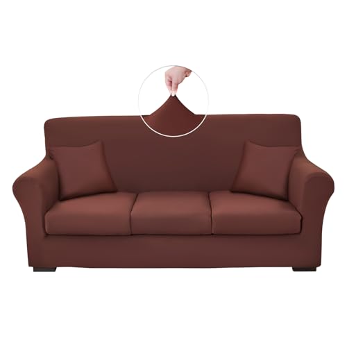 Stretch Sofa Cover Set with Cushion & Pillow Cases - 6-Piece Protector for 3 Seater Sofas