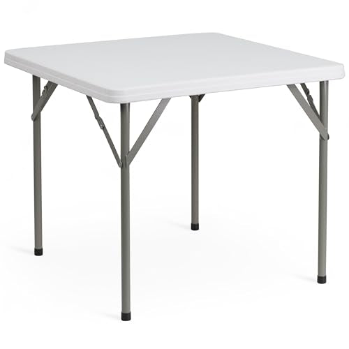 Portable Folding Square Plastic Table 34.25" for Indoor Outdoor Events