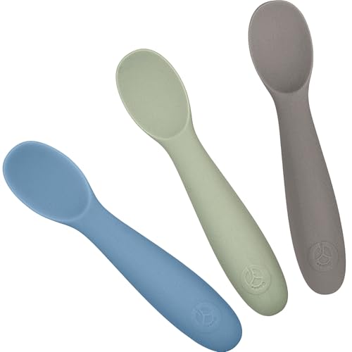 Silicone Baby Spoons for Self Feeding with Carrying Case, 3 Pack