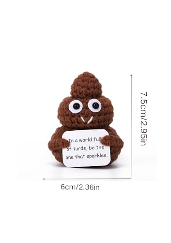 Emotional Support Knitted Poop Figurine with Positive Encouragement Card