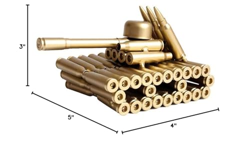 Handmade Metal Bullet Shell Casing Army Tank Sculpture Desk Decor