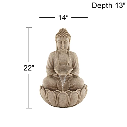 22-Inch Buddha Zen Fountain with LED Light for Indoor and Outdoor Decor