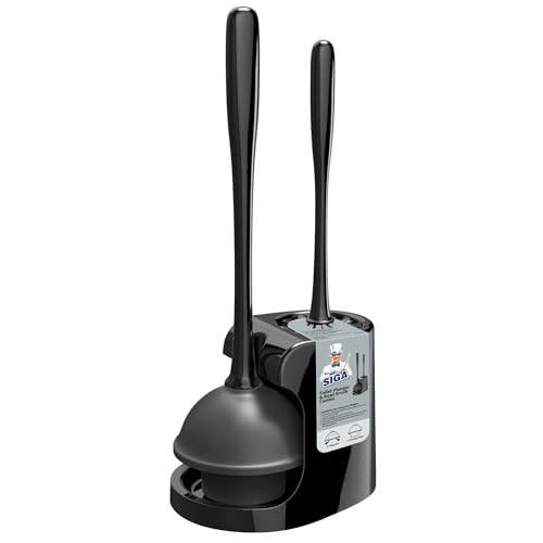 MR.SIGA Toilet Plunger and Bowl Brush Combo with Holder, Black