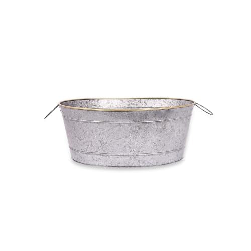 Galvanized Metal Beverage Tub with Handles - 4 Gallon Ice Bucket for Beer Wine Party