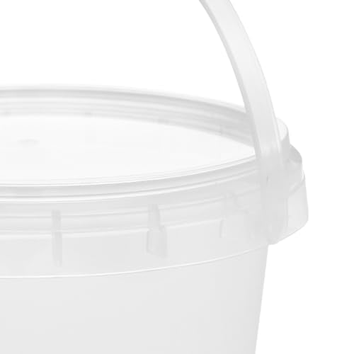 40 Pack Clear Plastic Buckets with Lids & Handles - 34 oz Food & Beverage Storage