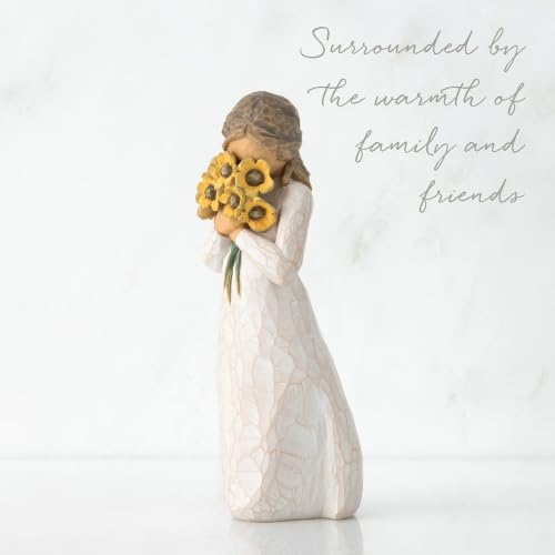 Warm Embrace Hand-Painted Resin Figurine, 5-Inch Sunflower Statue