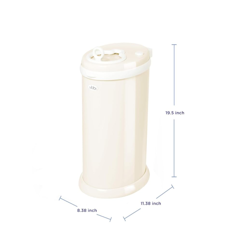 Ubbi Steel Diaper Pail - Odor Locking Design, No Special Bag Needed | Award-Winning Ivory Color