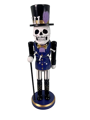 14-Inch Handcrafted Wooden Voodoo Nutcracker, Purple