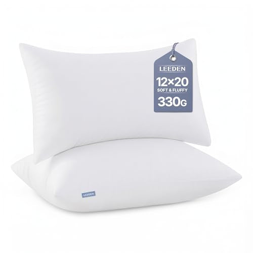 Leeden 12x20 Lumbar Throw Pillow Inserts, Set of 2 Plush Cushion Forms