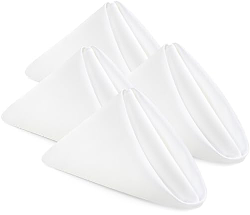 White Cloth Napkins 17x17 Inch (24 Pack) - Reusable Polyester Dinner Napkins
