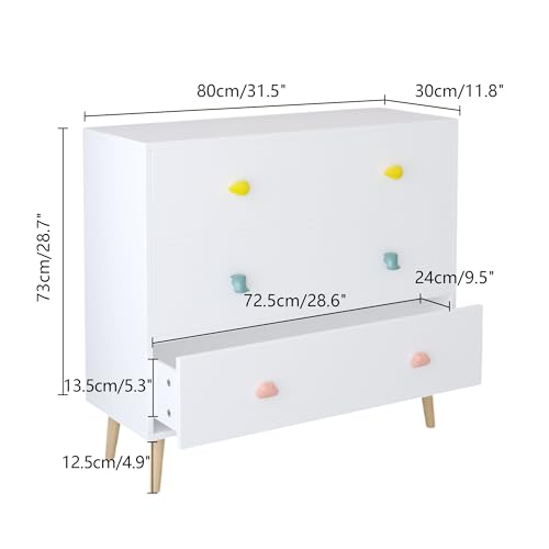 FHUKMZOI White 3-Drawer Baby Wardrobe with Safety & Modern Design