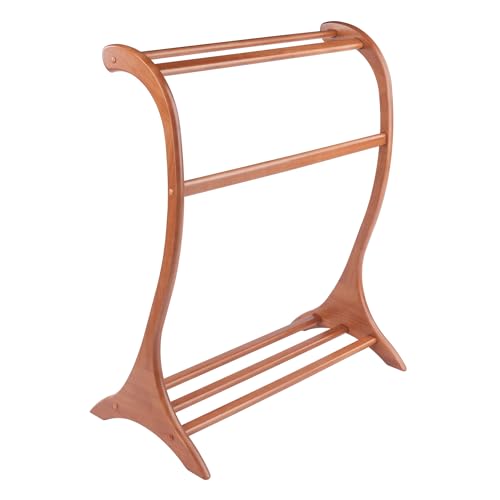 3-Rung Solid Wood Blanket Rack with Teak Finish