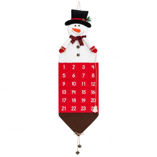 Heyaner 24-Days Christmas Advent Calendar Snowman Wall Hanging Countdown with Pockets