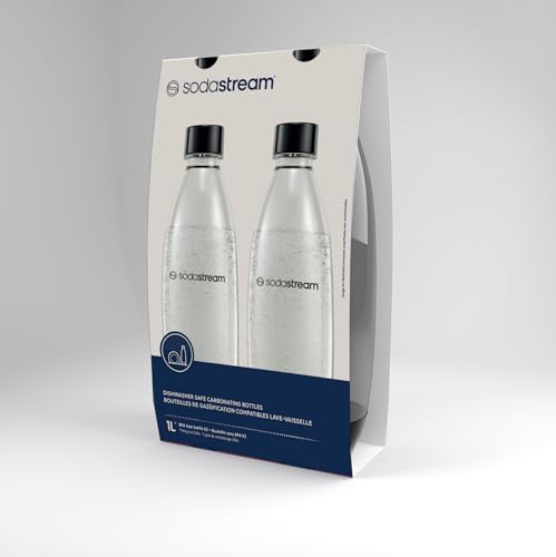 1L Reusable Carbonated Water Bottles - 2 Pack, Dishwasher Safe Slim