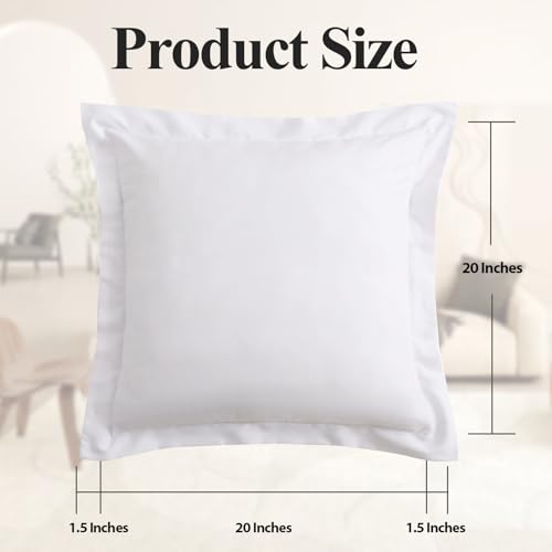 White Microfiber Throw Pillow Covers - 20 x 20 Inches, Set of 2