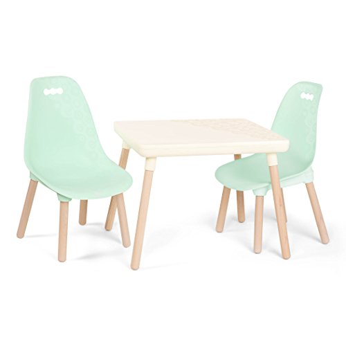 Modern Kids Table and 2-Chair Set with Wooden Legs - Mint