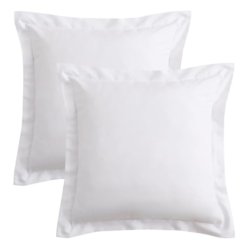White Microfiber Throw Pillow Covers - 20 x 20 Inches, Set of 2