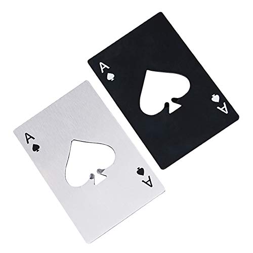 Airoads 2 Pack Credit Card Size Bottle Opener - Portable Stainless Steel Can & Cap Remover - Black & Silver