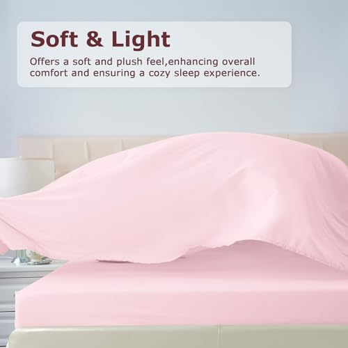 Twin XL Bed Sheet Set - 3-Piece Cooling Microfiber Bedding, Light Pink
