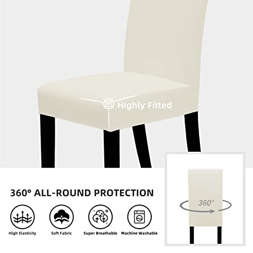 Stretch Dining Chair Slipcovers Set of 4, Ivory - Wrinkle-Free & Durable
