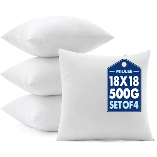 MIULEE 18x18 Throw Pillow Inserts 4 Pack - Firm & Full Sofa Pillows