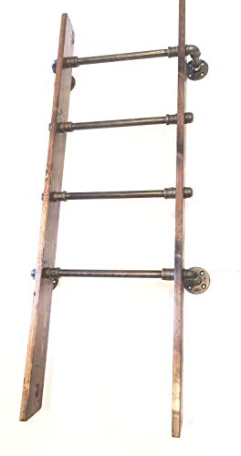 Rustic Industrial Pipe and Wood Blanket Ladder - 48-Inch Wall Mount