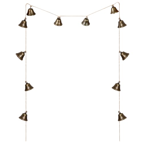 Rustic Bronze Bell Garland 4.4ft with 12 Bells for Christmas Decor