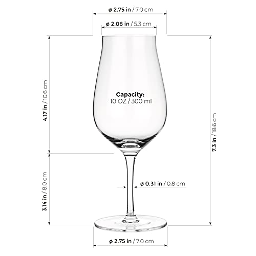 LUXBE Set of 4 Crystal Brandy & Cognac Glasses 10oz Tulip Snifter Handcrafted Lead-Free Spirits Drinkware