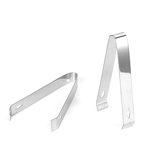 USATDD 2 Pack Small Stainless Steel Ice Tongs 5.9 Inch for Cocktails & Appetizers