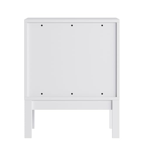 Kids Wooden Nightstand with 2 Drawers - White Bedroom Storage Side Table