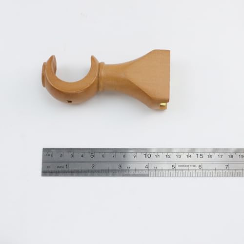 Solid Wood Curtain Rod Brackets for 1-3/8 Inch Poles, Set of 4