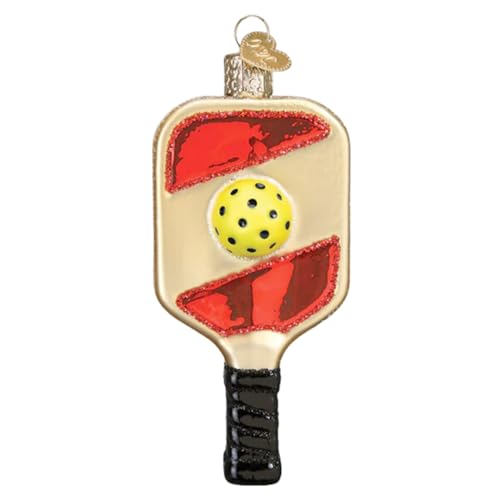 Handcrafted Blown Glass Pickleball Paddle Christmas Tree Ornament